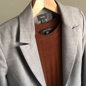 Mexx grey wool suit two button blazer notched lapels boot cut low rise pants